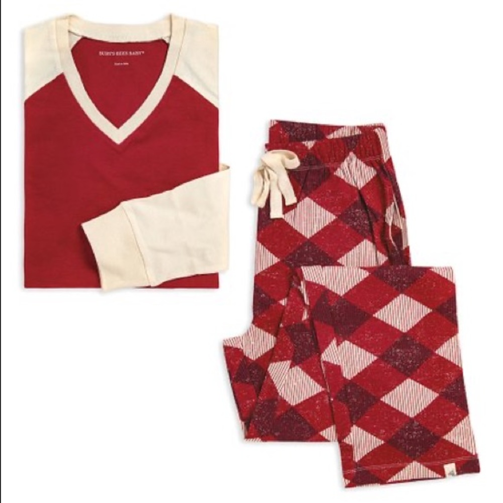 Burt’s Bees Baby Cranberry Raglan Tee & Abstract Argyle Pants Pajama Set - Men